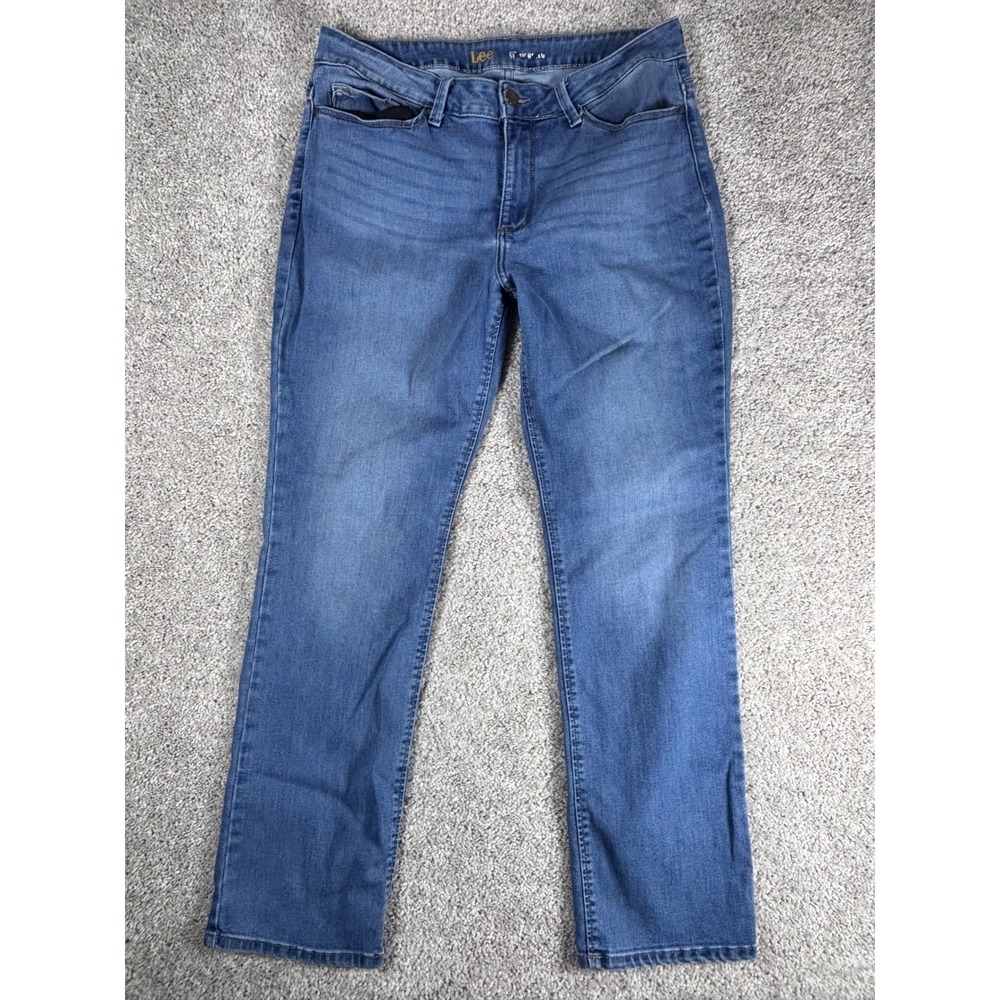 Lee Women's Regular Fit Straight Leg Jeans Blue Wash Size 12 Medium